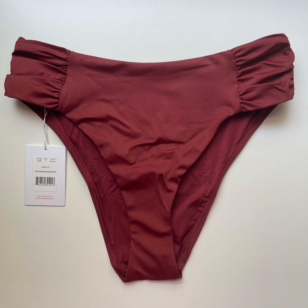 Andie Swim The Ruched Side Bottom Women’s Small Truffle Swimsuit Bikini NWT